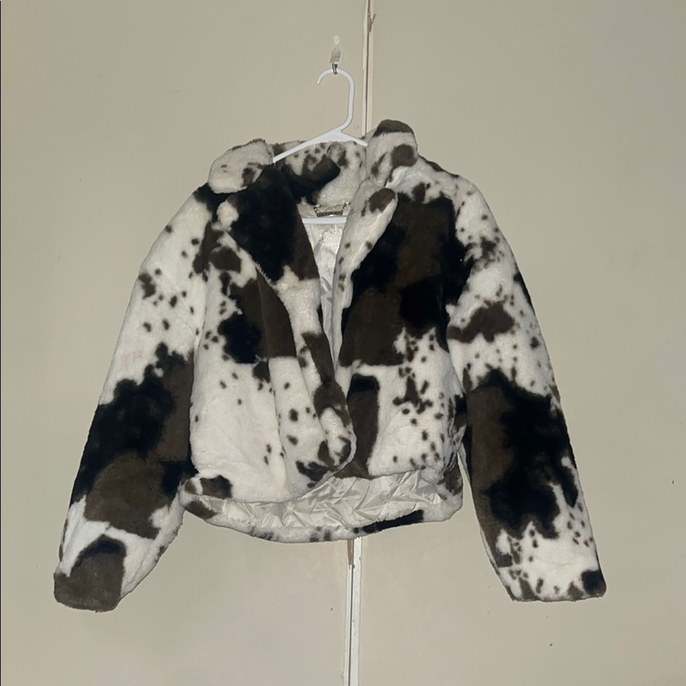 Jou Jou Black and White Faux Fur Coat